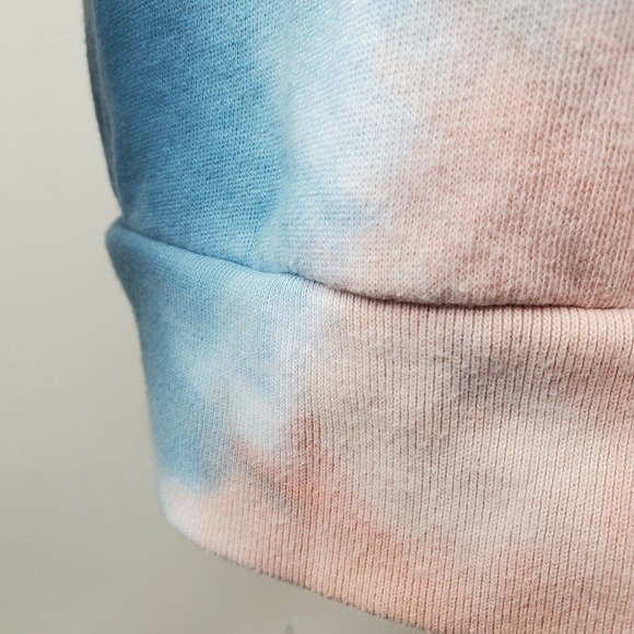 Victoria Secret PINK Tie Die Hoodie Sweatshirt Size M Blue Pink Kangaroo Pocket - Picture 8 of 13